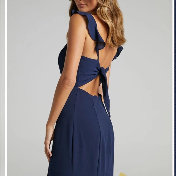 Showpo Navy Maxi Dress with Slit - Picture 2 of 10